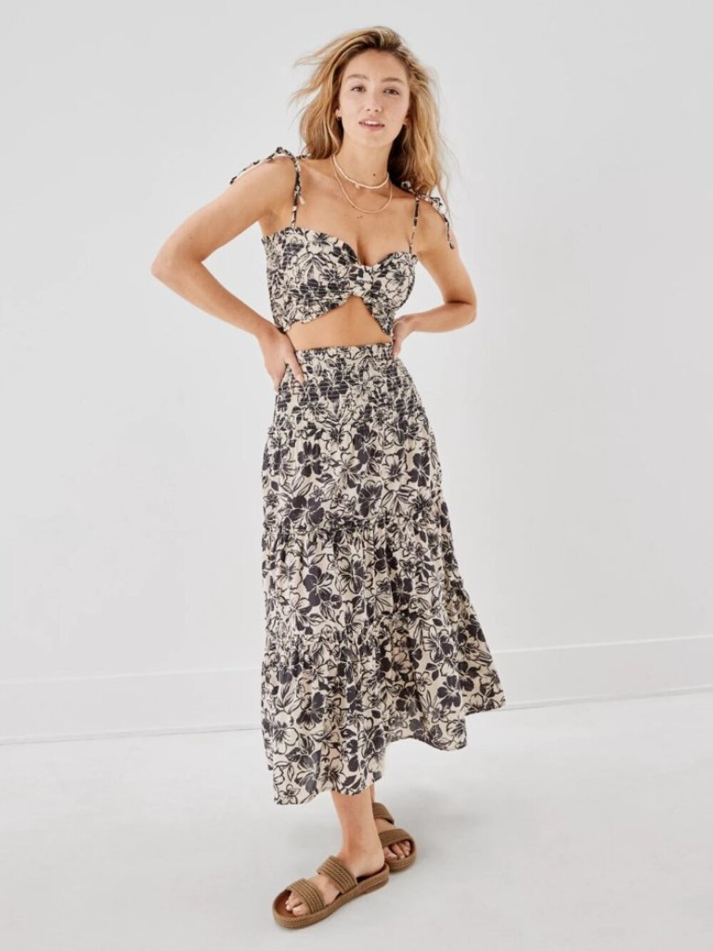 AE Floral Midi Skirt
